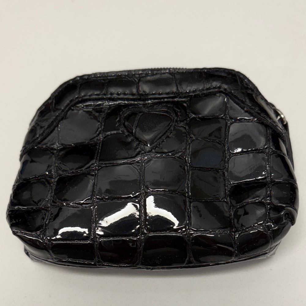 Brighton Black Patent Croc-Embossed Coin Pouch